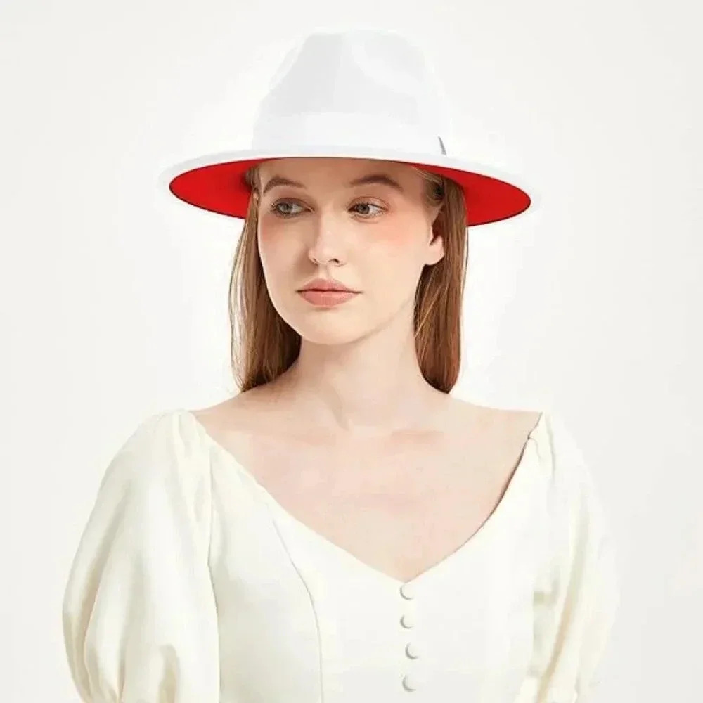 Fedora Hats for Mens/Womens Felt FedoraHats Two Tone Wide Brim Fedora Hats Ranch